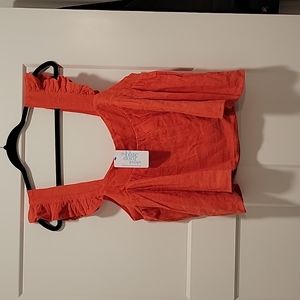 Coral Linen Ruffle Tank